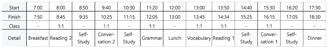 I.BREEZE Junior ESL Schedule